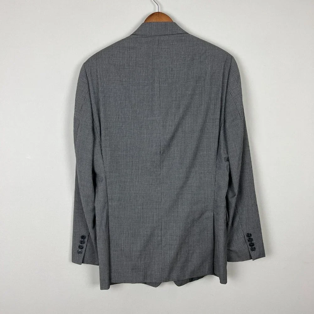 CALVIN KLEIN Blazer Jacket Sports Coat Men 38R Gray Check 100% Wool Professional